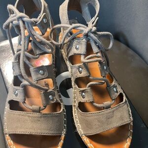 G by Guess Gray Lace-Up Sandals